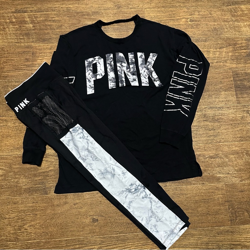 VS PINK LARGE CAMPUS TEE & XL LEGGING SET